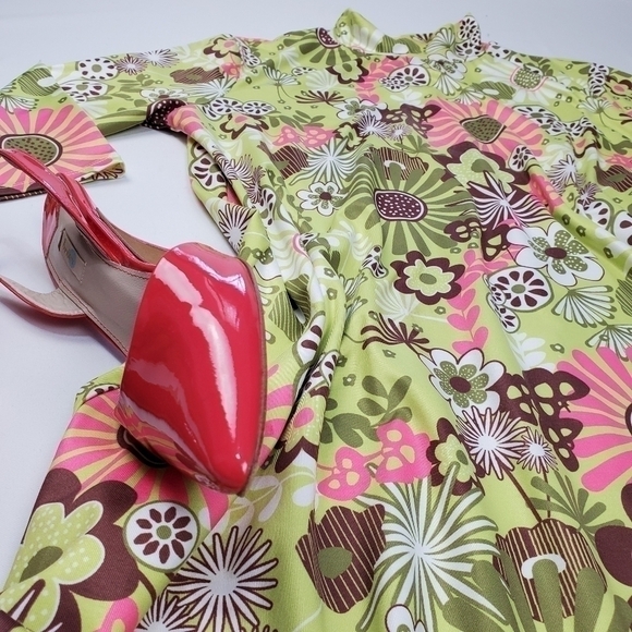 Emma's Closet Lime Pink Floral Boho Tunic Dress S - Picture 5 of 16